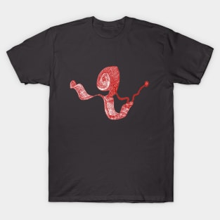 Metal snail in red T-Shirt